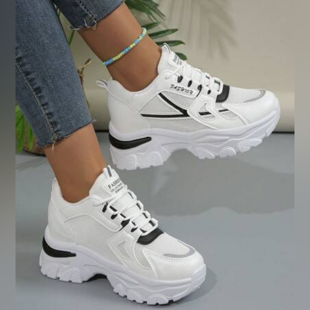 White and Black Women's Athletic Shoes